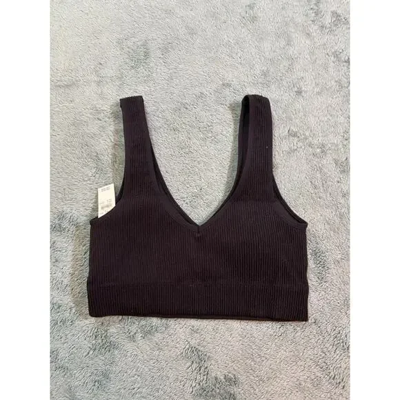 Aerie Superchill Ribbed Crop Tank Black Size L NWT - Picture 6 of 6